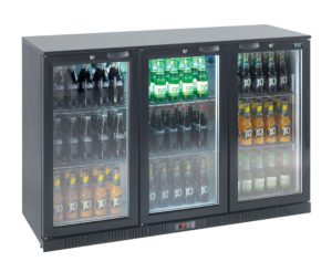 Lec BC12007KLED Triple Black Hinged Door Bottle Cooler