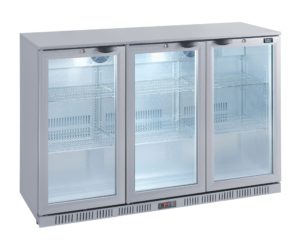 Lec BC12007GLED Triple Silver Hinged Door Bottle Cooler