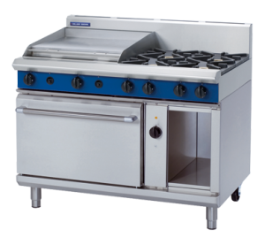 Blue Seal Evolution GE58B Four Gas Burner Electric Convection Oven Range with Griddle