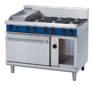 Blue Seal Evolution GE58C Six Gas Burner Electric Convection Oven Range with Griddle