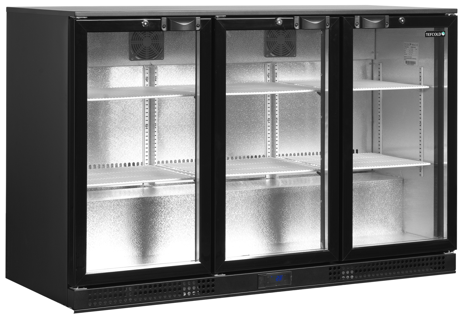 Tefcold DB301H Triple Hinged Black Door Bottle Cooler | Peachman