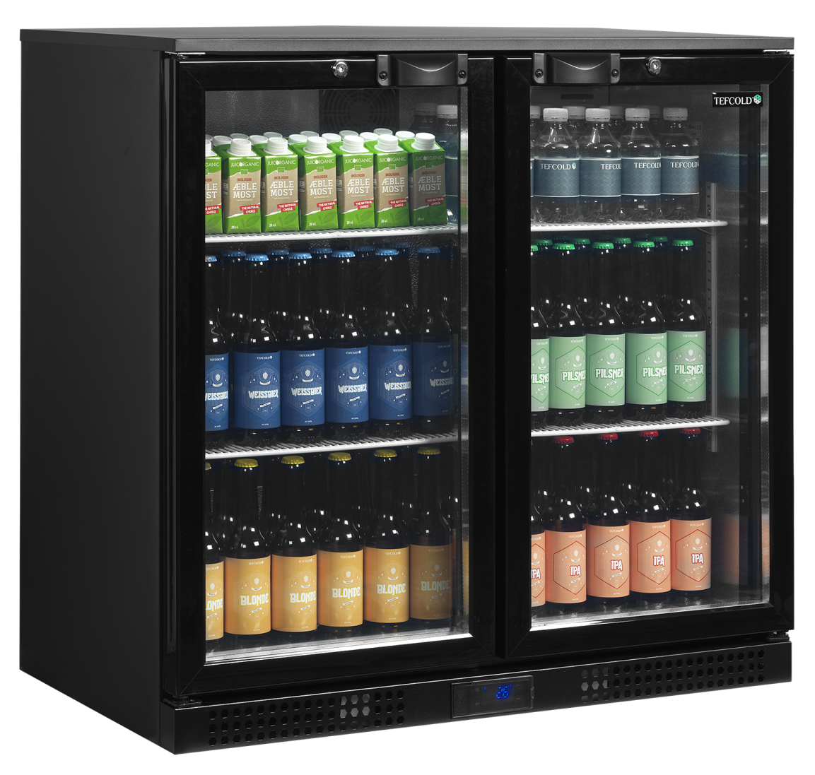 Tefcold DB201H Double Hinged Black Door Bottle Cooler Peachman