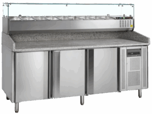 Tefcold PT1300+GVC38-200 Refrigerated Preparation Counter With Topping Shelf