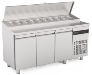 Inomak ZPZP999 Triple Hinged Door Gastronorm Prep Counter With Raised Collar