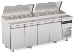 Inomak ZPZP9999 Four Hinged Door Gastronorm Prep Counter With Raised Collar