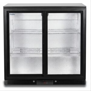 Prodis NT2BSLO-LE Low Energy Double Sliding Black Door Bottle Cooler