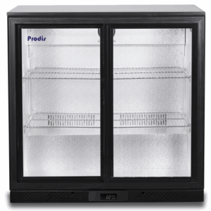 Prodis NT2BS-LE Low Energy Double Sliding Black Door Bottle Cooler